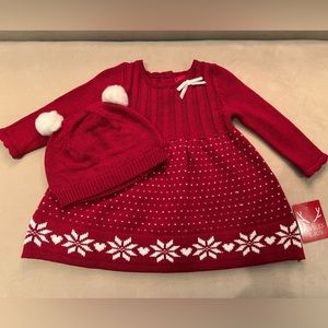 NWT Red Sweater Dress with Matching Hat